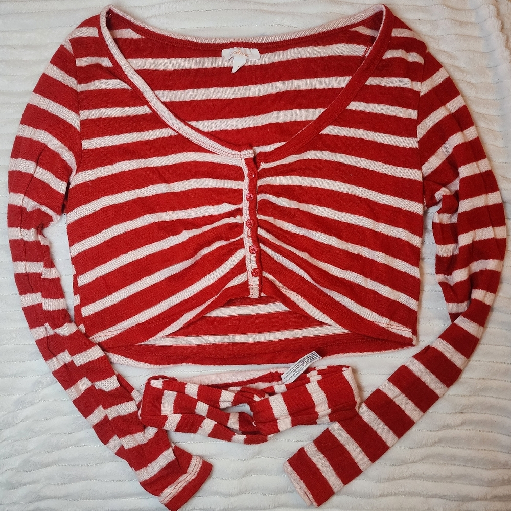 Colsie Red and White Striped Cropped Top With Matching Headband